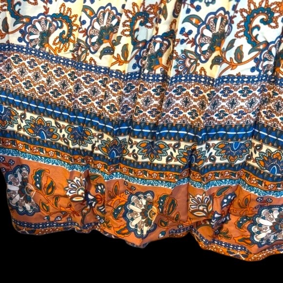 NWT-Bohemian Floral Maxi Dress with Orange and Blue Accents - Picture 9 of 13